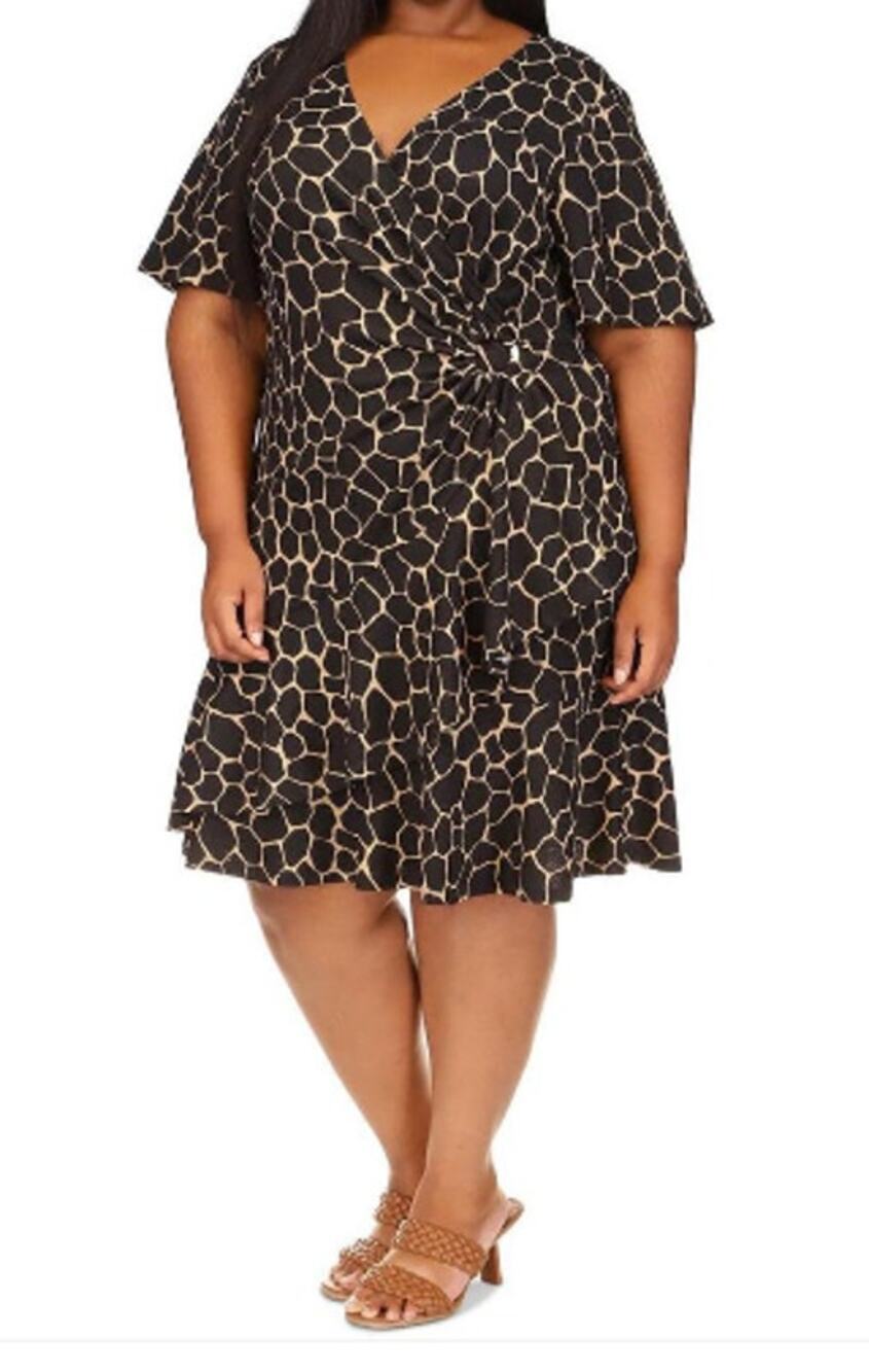 MICHAEL Michael Kors Faux Wrap Animal Print Dress, NWT, 2X
